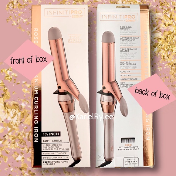 Rose Gold Gray Titanium InfinitiPro Conair Curling Iron Luxe Series - Picture 3 of 5